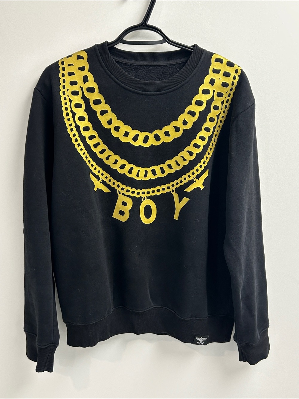 Boy London Black Sweatshirt with Gold Chain Graphic Detail